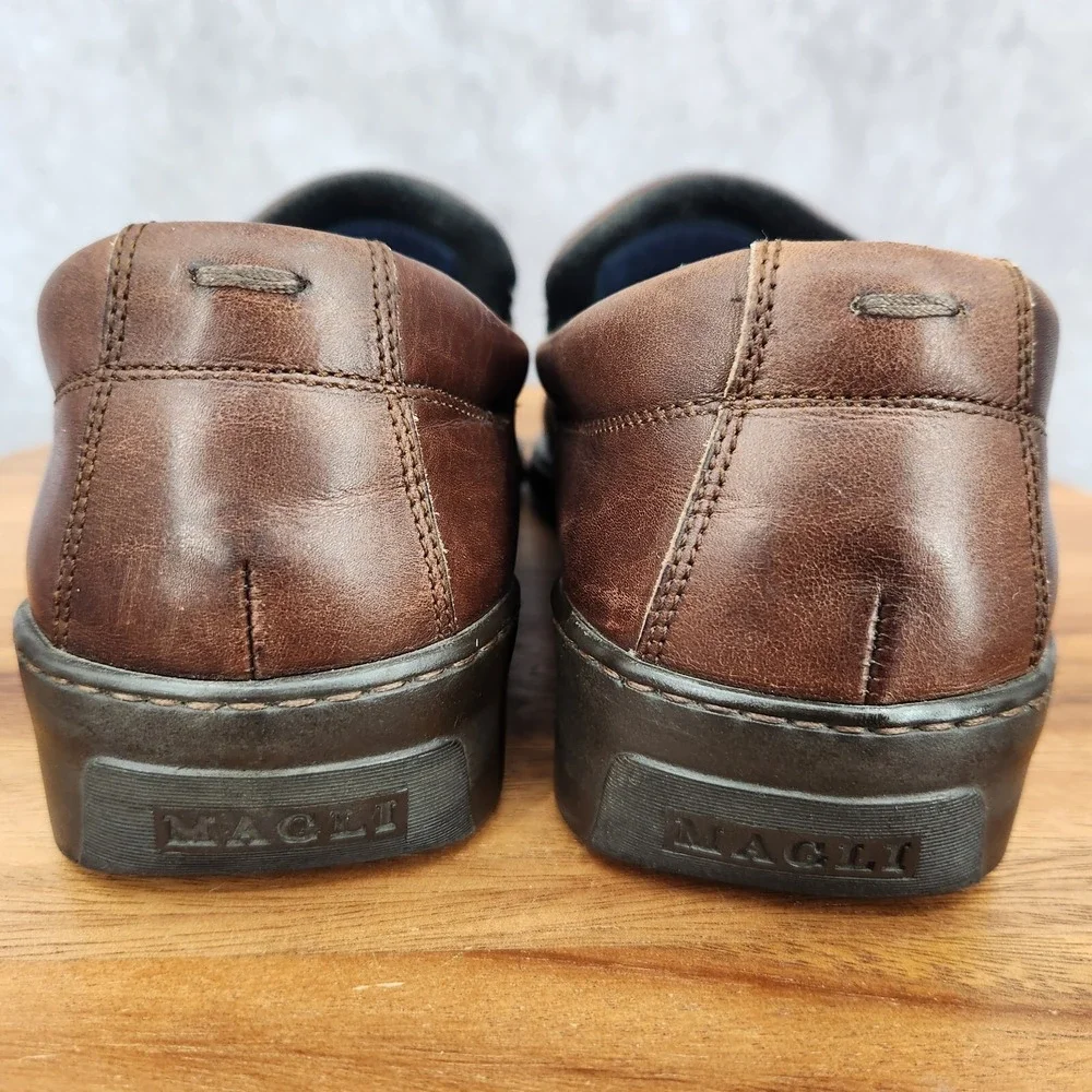Bruno Magli Penny Loafers Mens 10 M Bologna Brown Leather Slip On Shoes‎ Italy